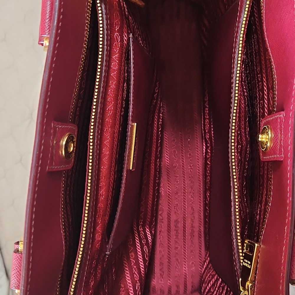 Prada Burgundy Leather Tote Bag - Picture 4 of 13
